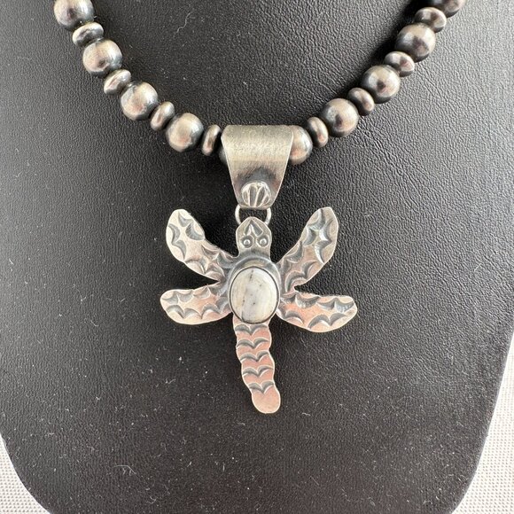 Chimney Butte White Buffalo Dragonfly Pendant Hallmarked - Picture 7 of 10